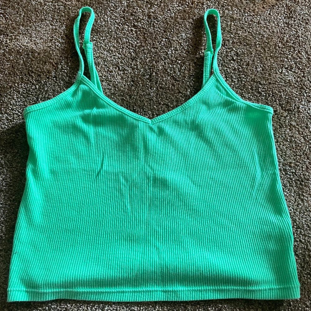 Aerie Green Real Soft Womens V-Neck Ribbed Tank XS